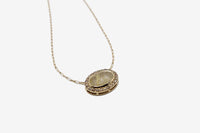 10k Gold Rutilated Quartz + Diamond Pendant Necklace