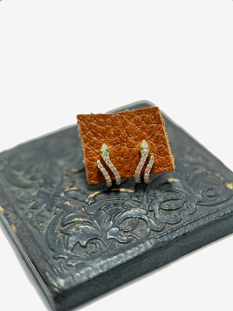 14k Diamond Snake Wrap Stud - Single Earring