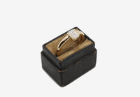 14K Gold Emerald Cut Lab Diamond Half Bezel Ring