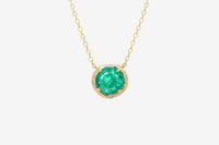 14k Gold Emerald Halo Necklace