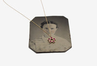 14k Gold Ruby Daisy Necklace