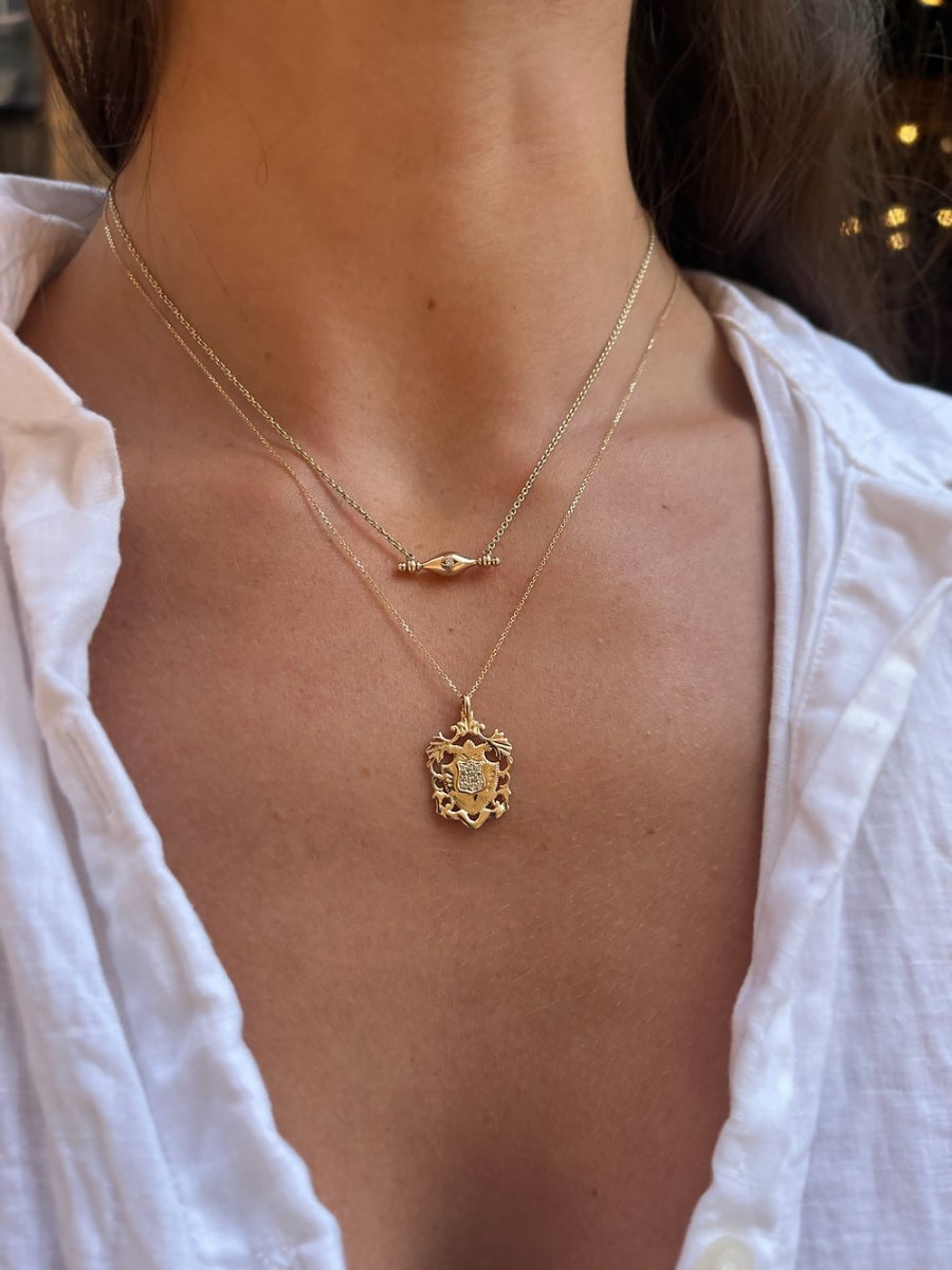✨ 14k Gold Shield Pendant Necklace ✨