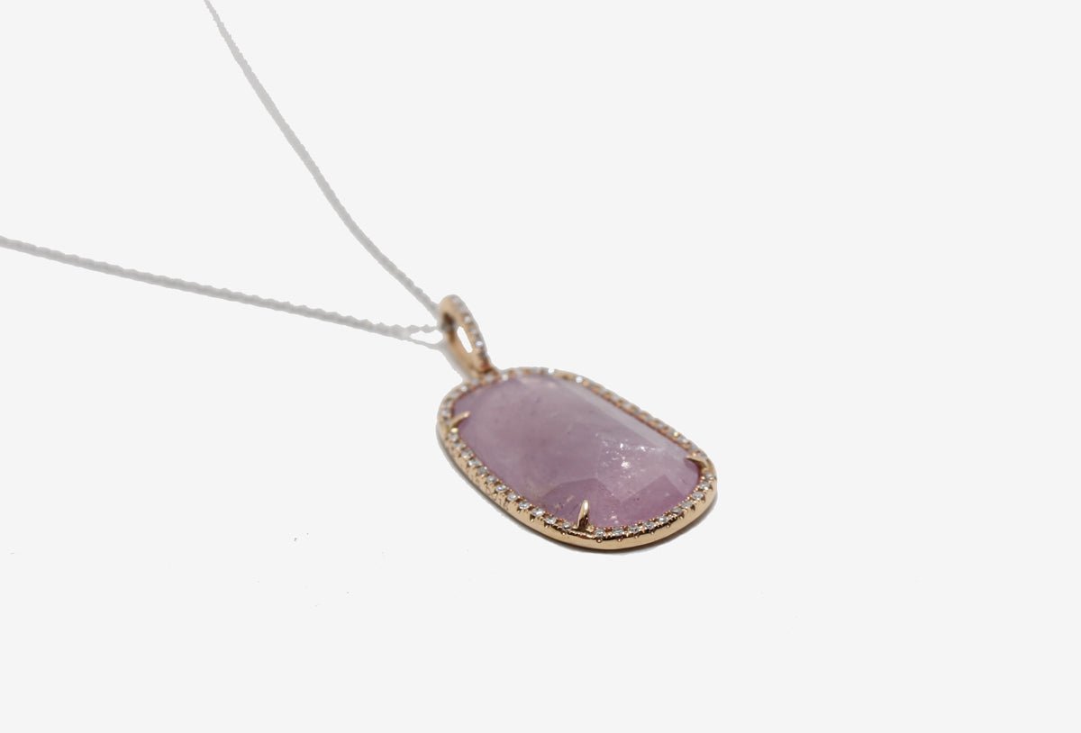 14k Rose + White Gold Pink Sapphire Diamond Necklace ✨