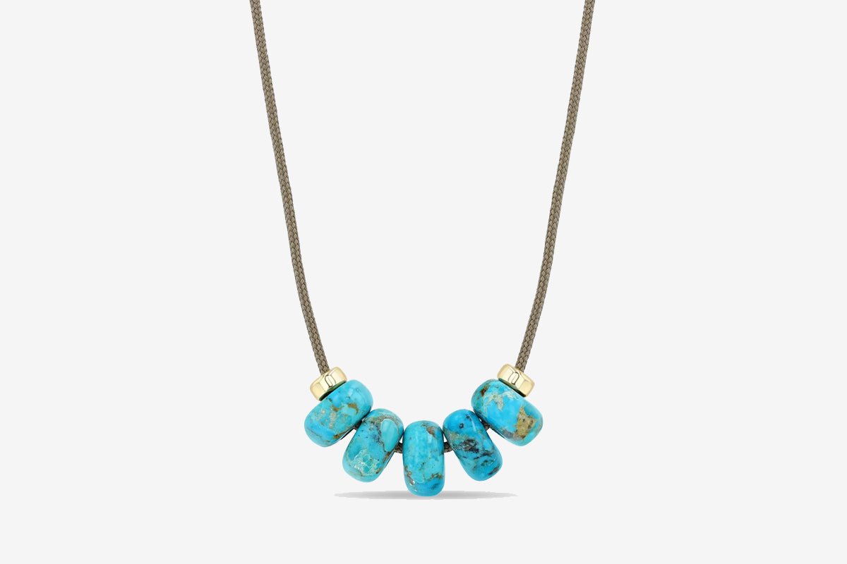 14k Turquoise & Rondelle Slider Bead Paracord Necklace