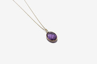 18k Gold Oval Amethyst Pendant Necklace