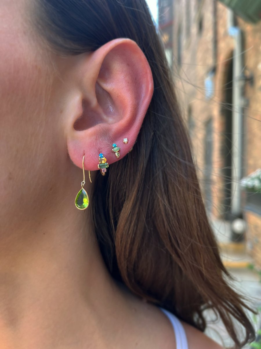 18k Gold Teardrop Peridot Earrings