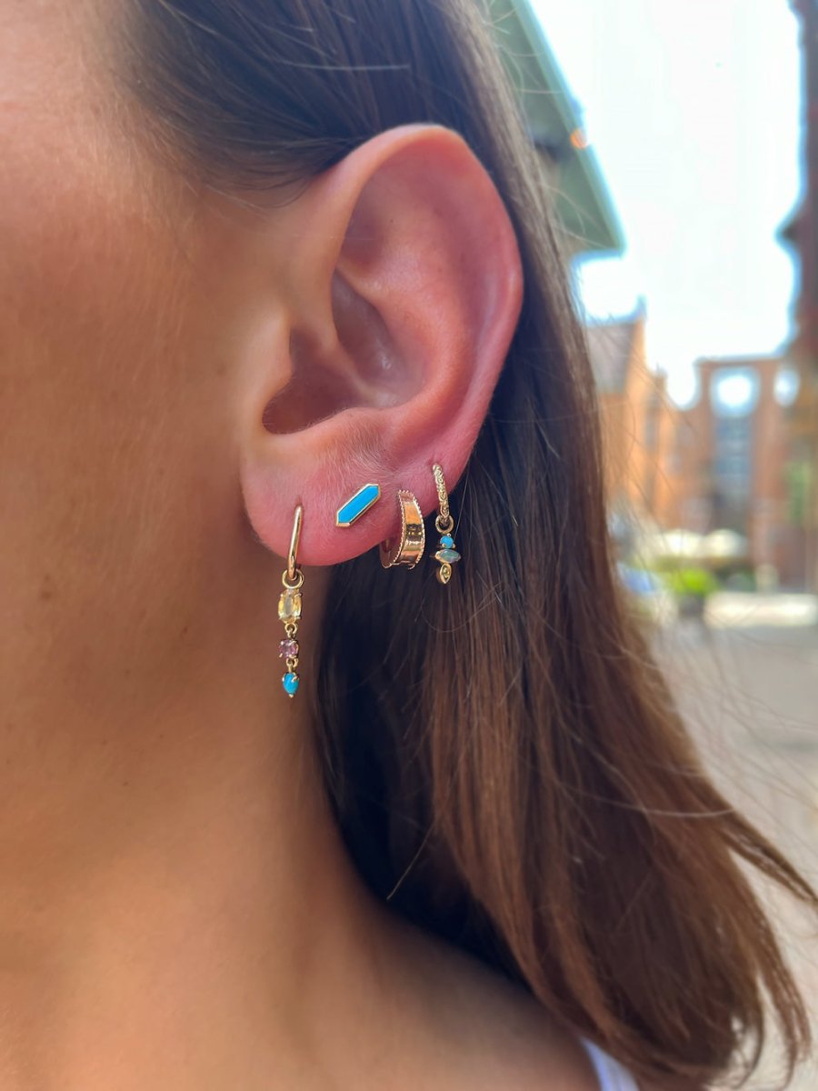 9k Gold Multi Gemstone Claw Droplet Plaque - Single