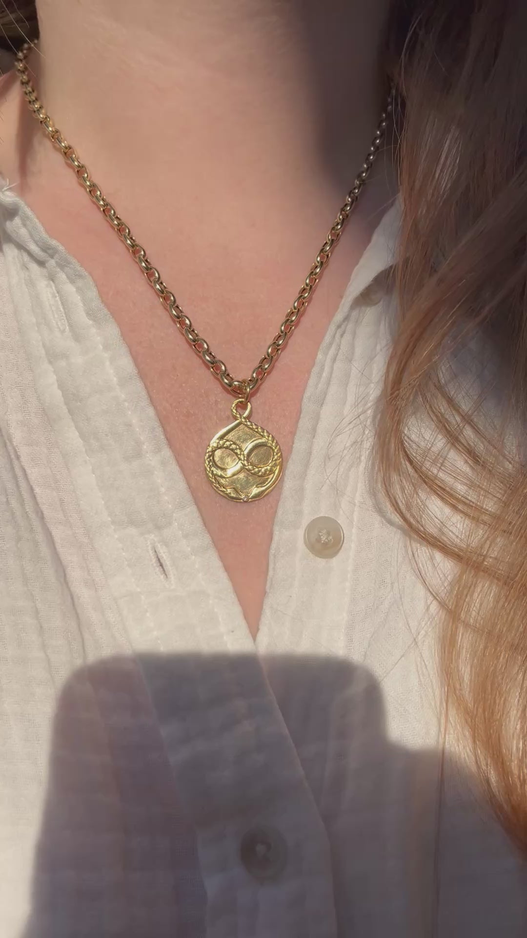 14k Gold Infinity Ouroboros Snake Pendant