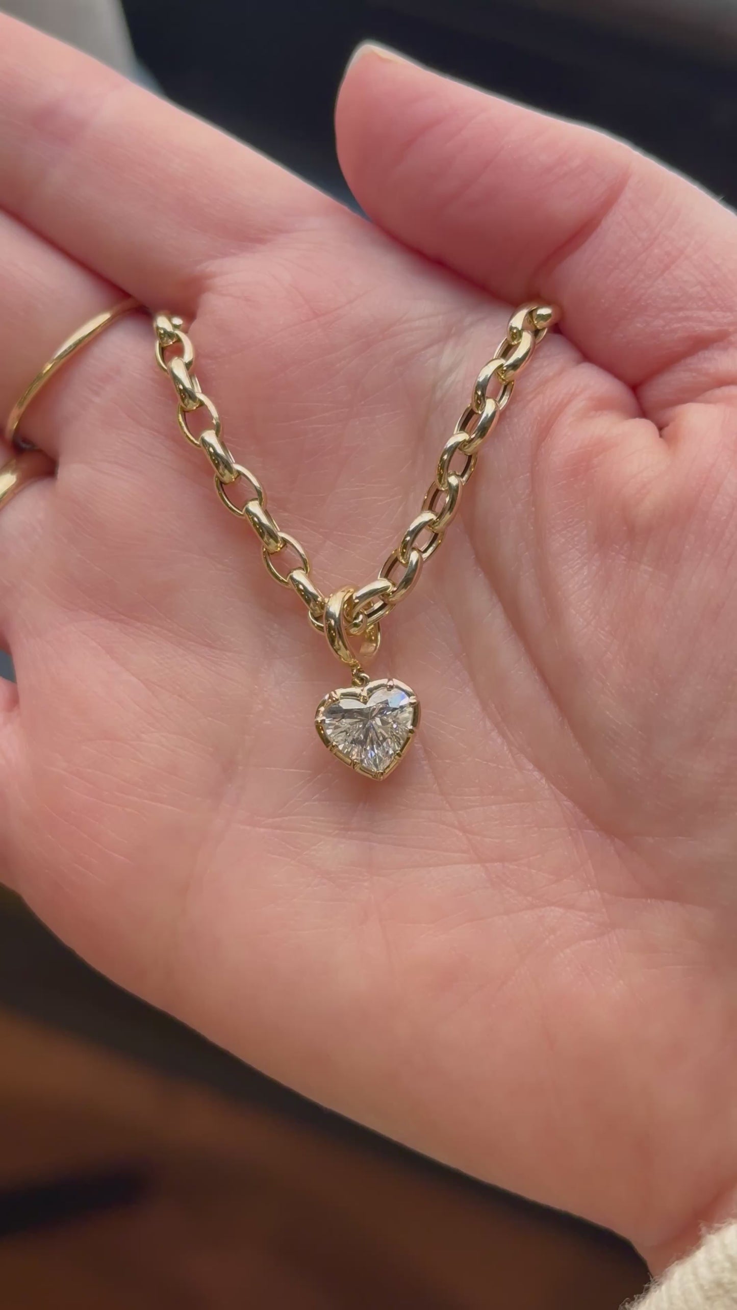 14k Gold Lab Diamond Heart Charm
