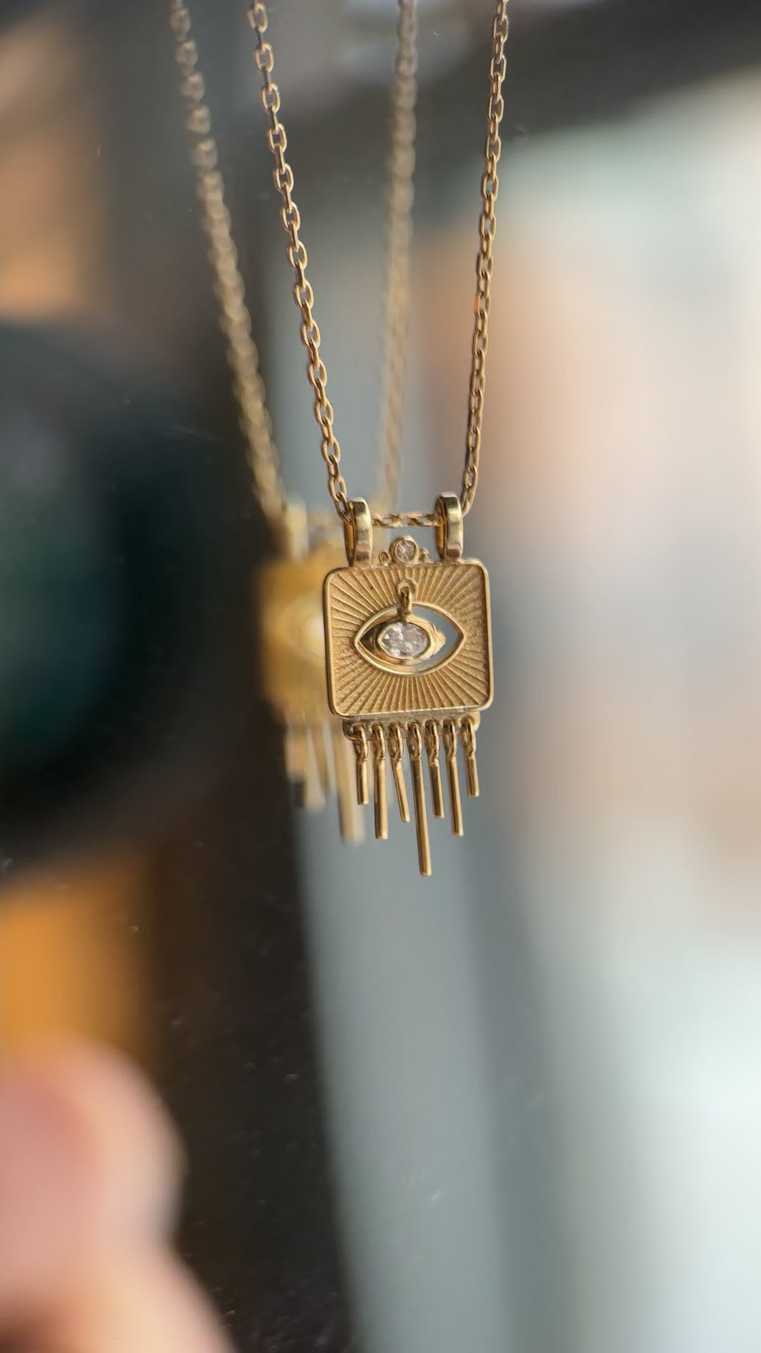 Celine Daoust Sunbeams Gold Plate Dangling Eye Necklace