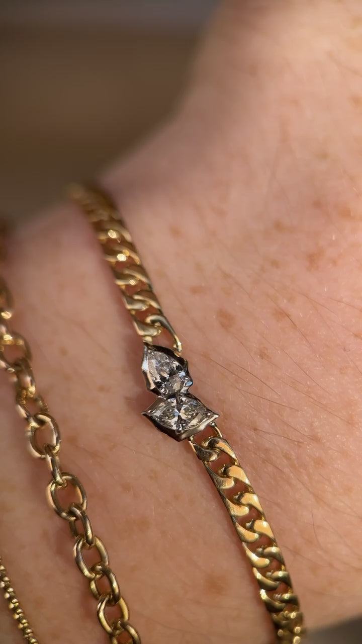 18k Gold Poppy Two Tone Curb Bracelet