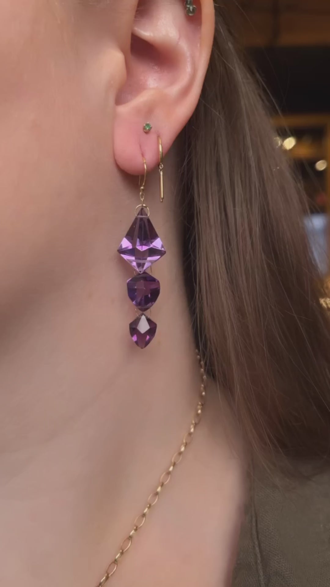 Ten Thousand Things Amethyst Triple Drop Earrings