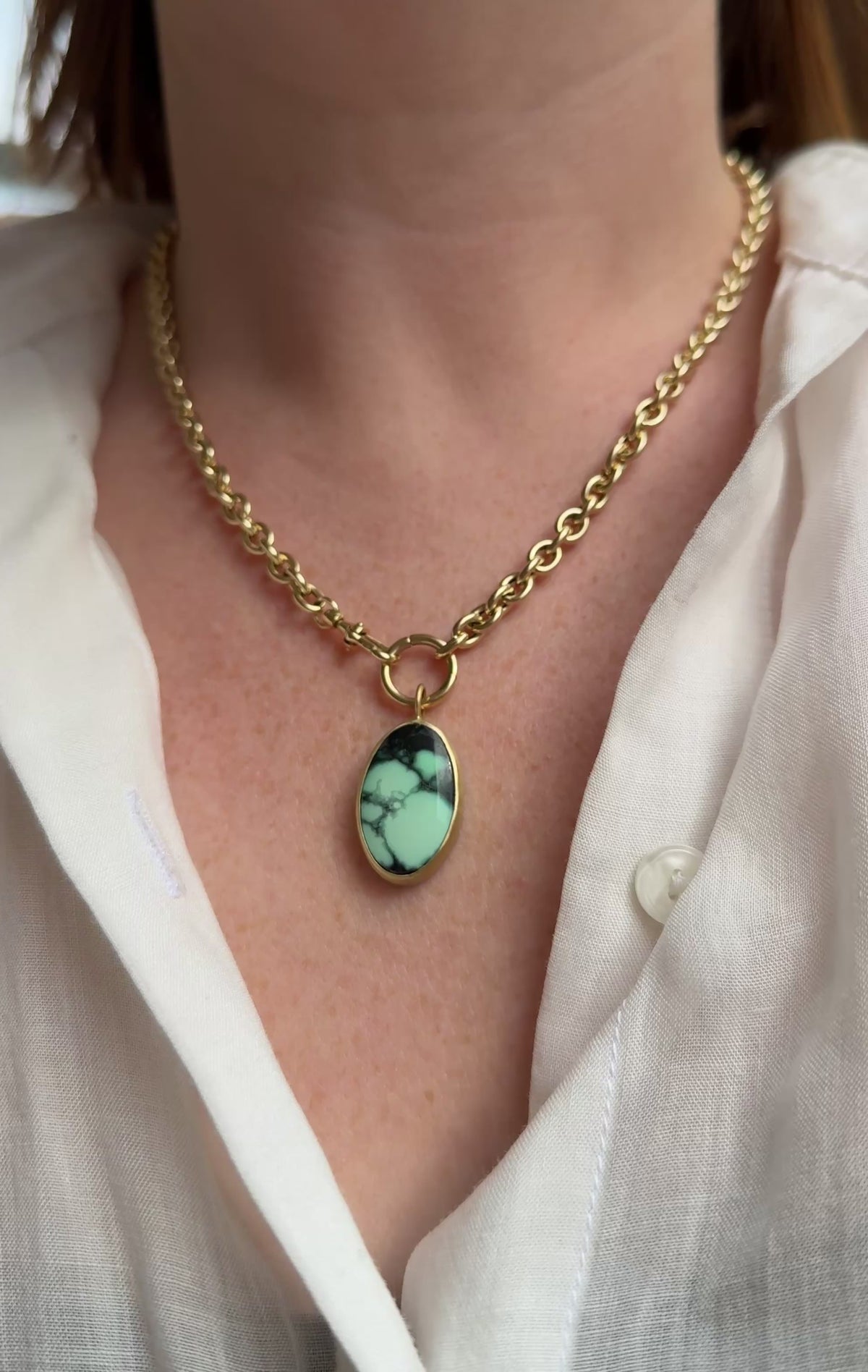 18k + Silver Variscite Bezel Pendant