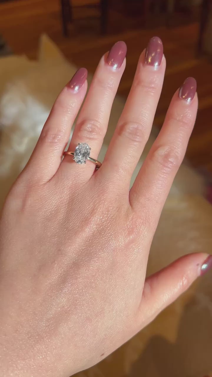 14k Gold Oval Diamond Solitaire Engagement Ring