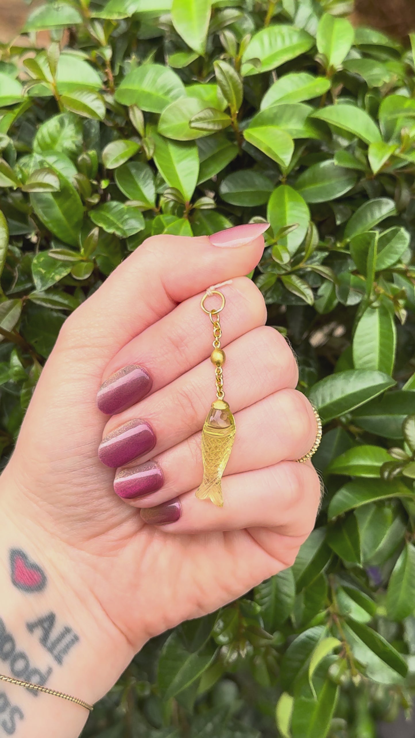 24k Gold Lemon Citrine Fish Pendant