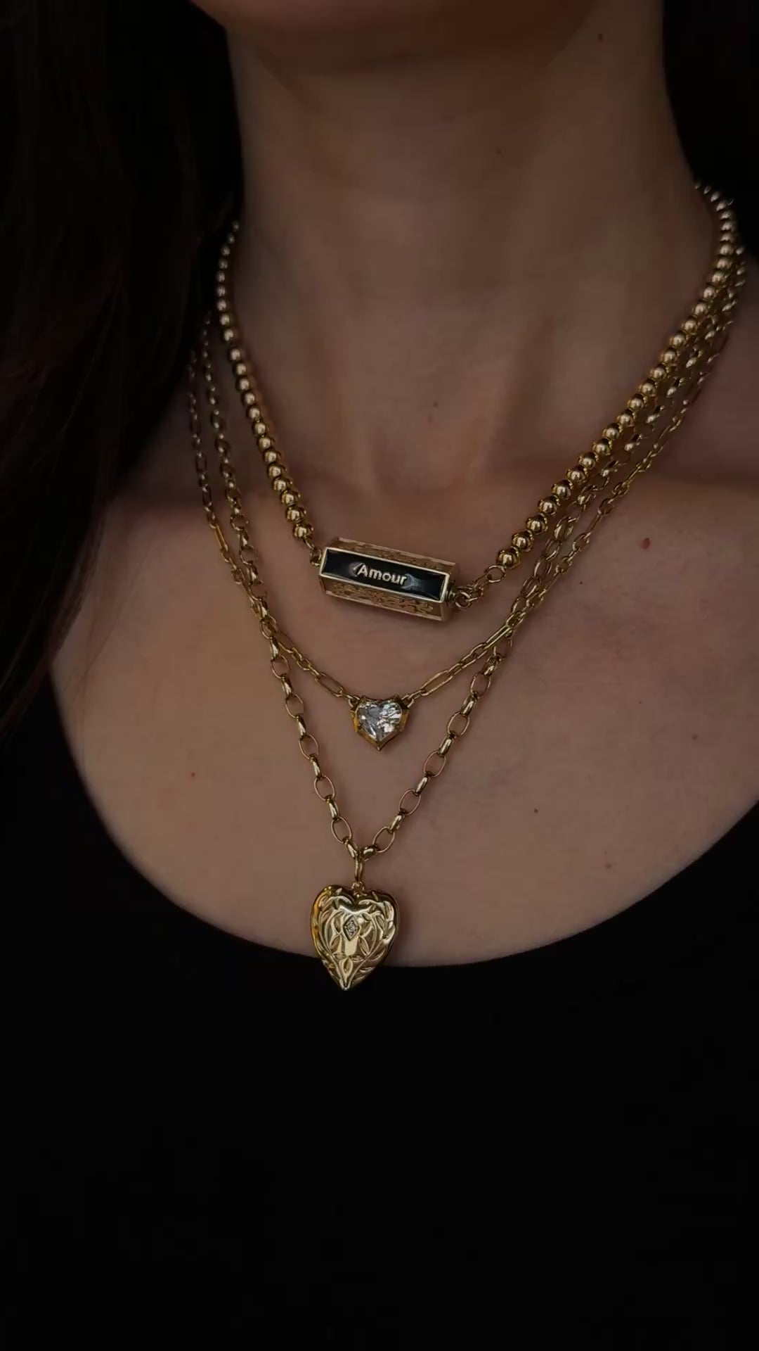 14k Gold Ball Chain Love Lock Necklace