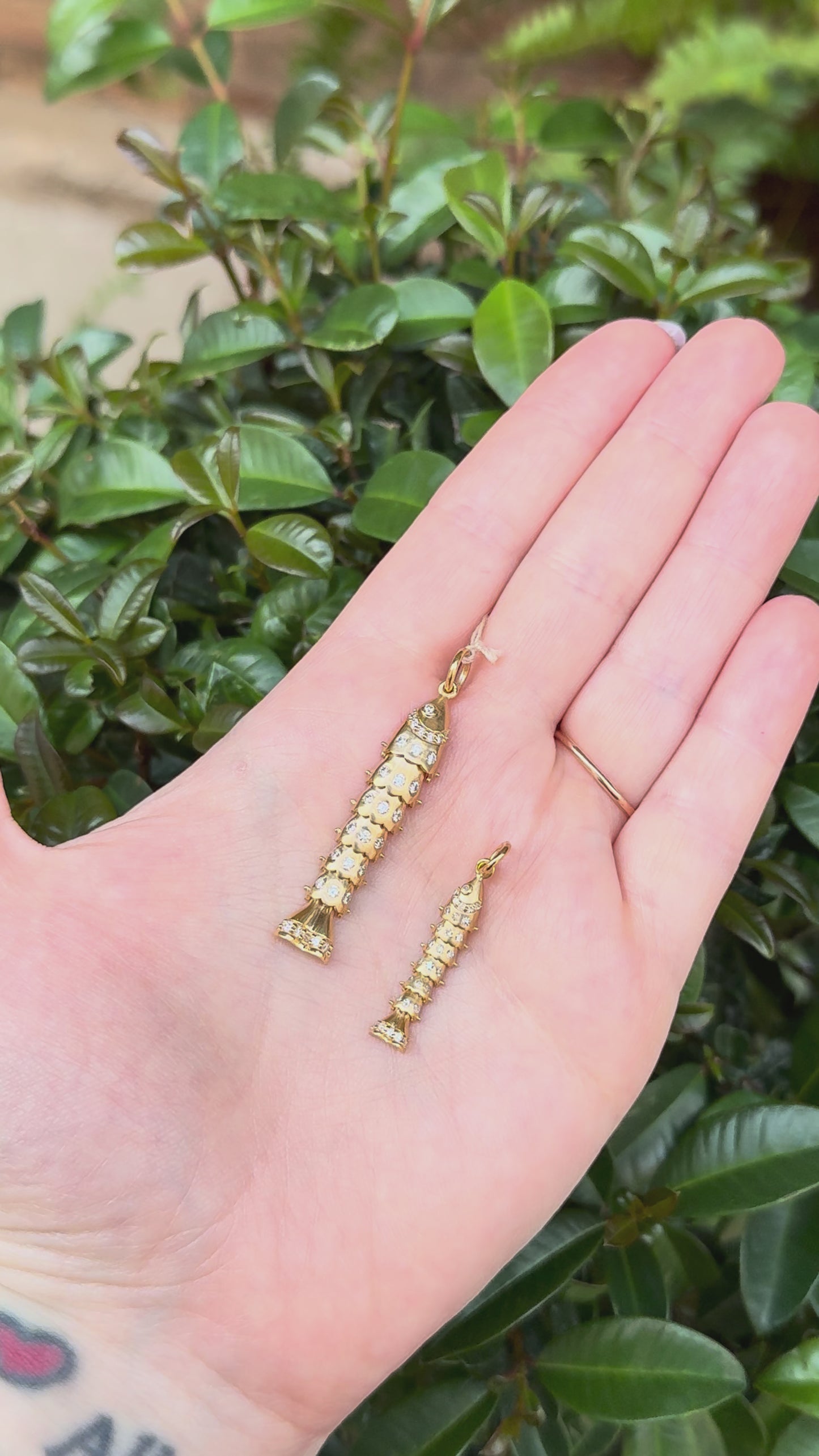 14k Gold + Diamond Articulated Fish Pendant