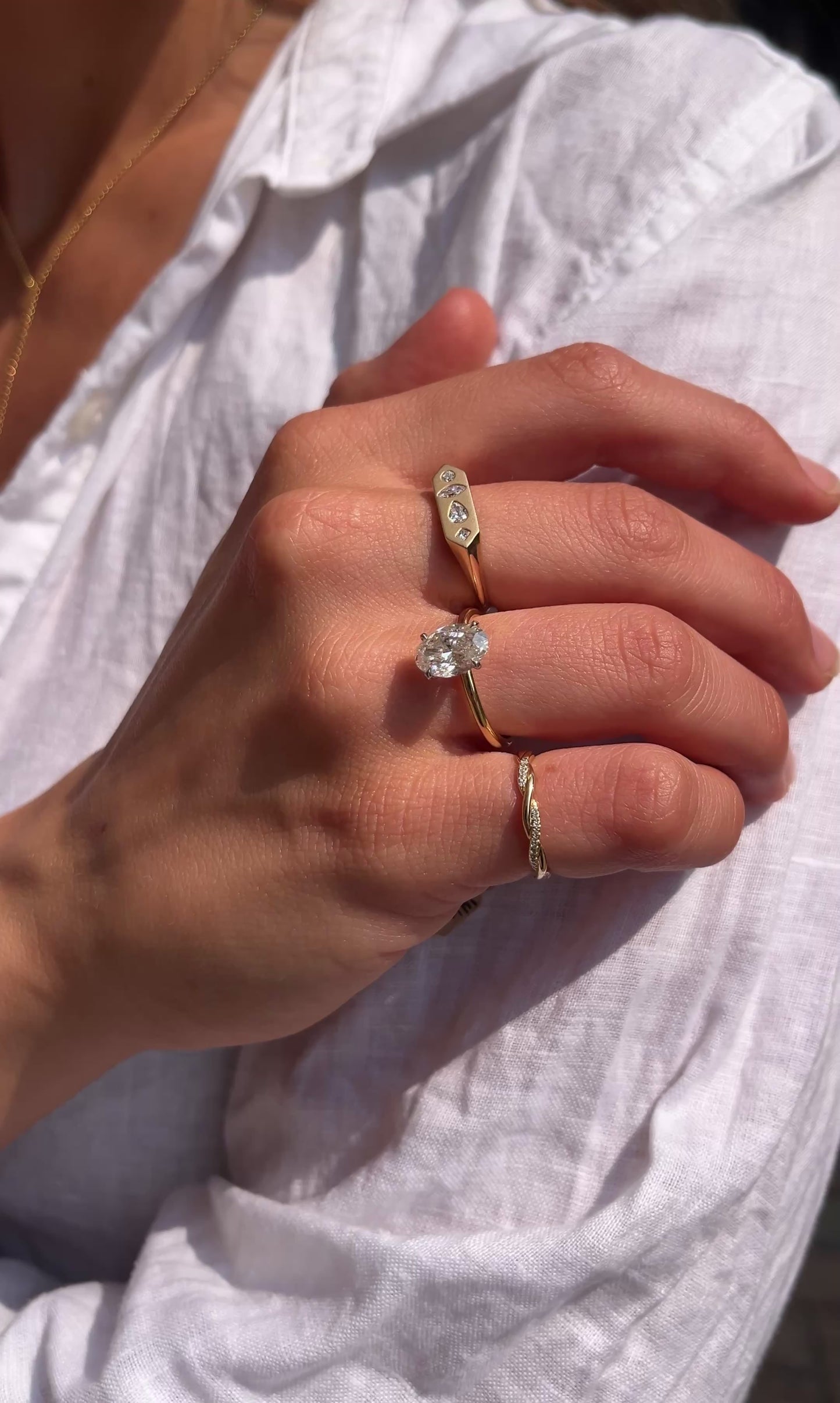 14k Gold Diamond Mosaic Bar Signet Ring