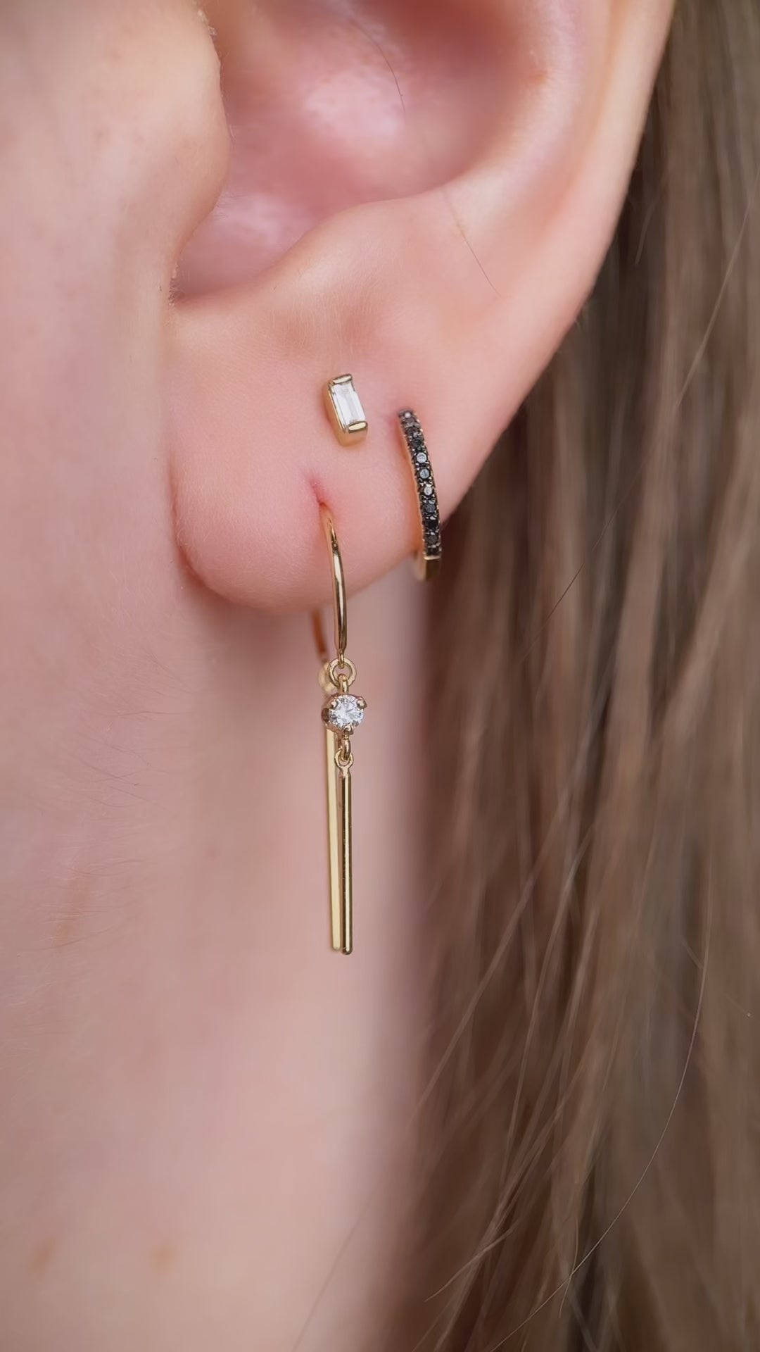 14k Gold Diamond Chime - Single Earring