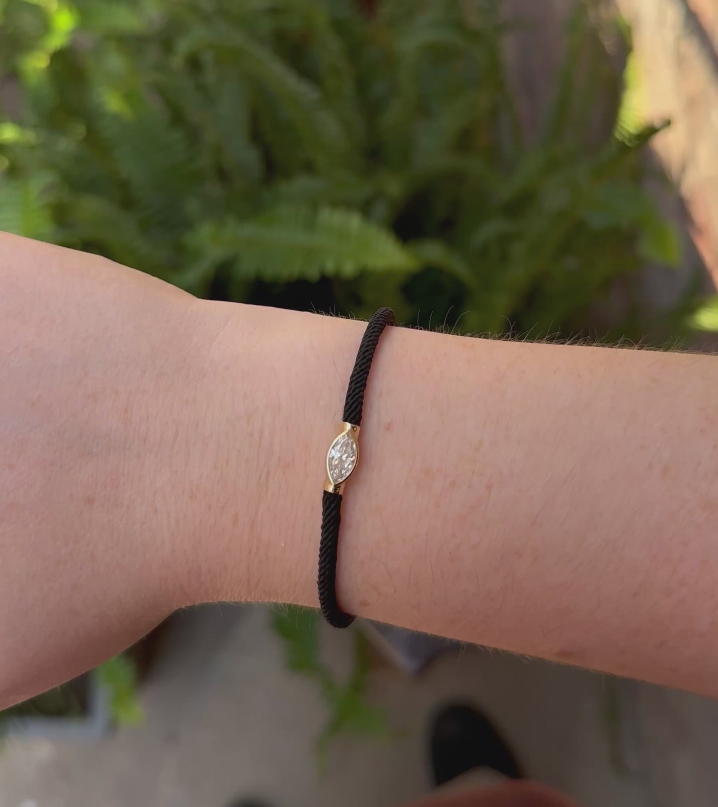 14k Gold Marquise Lab Diamond Cord Bracelet