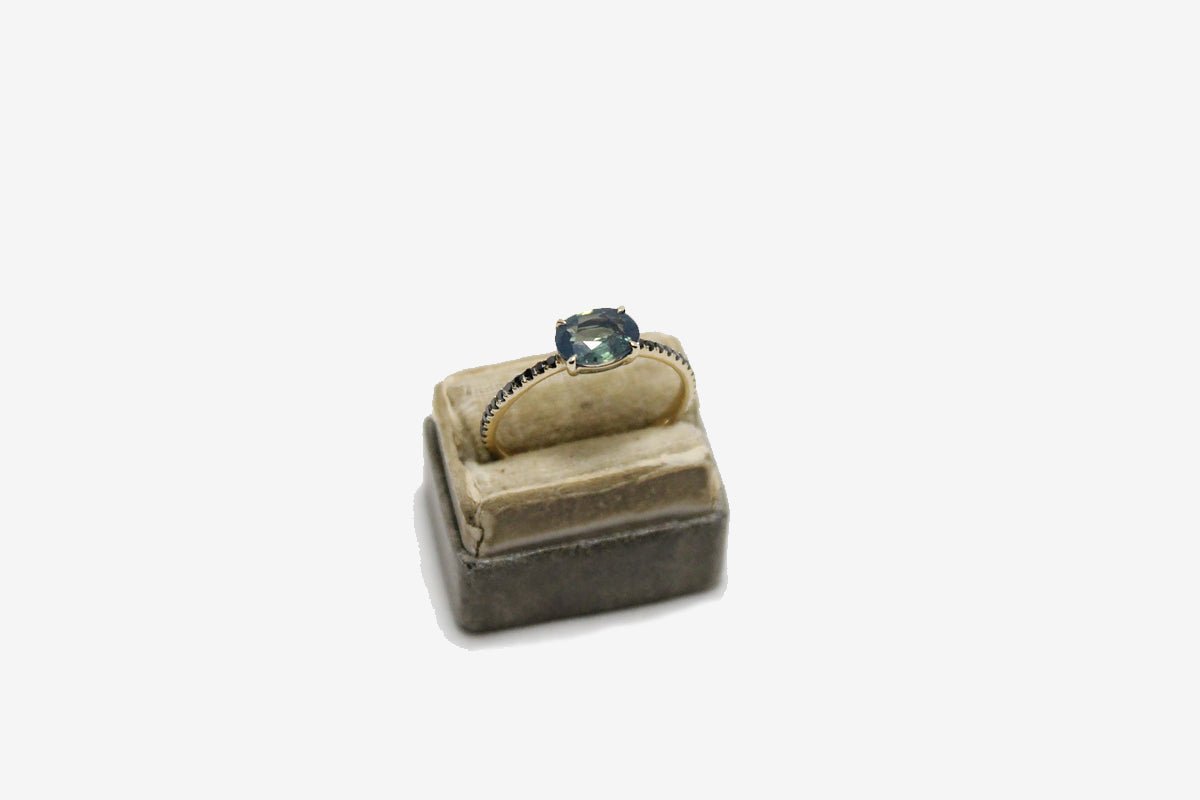 Yi Collection Opalescent Green Sapphire & Black Diamond Ring