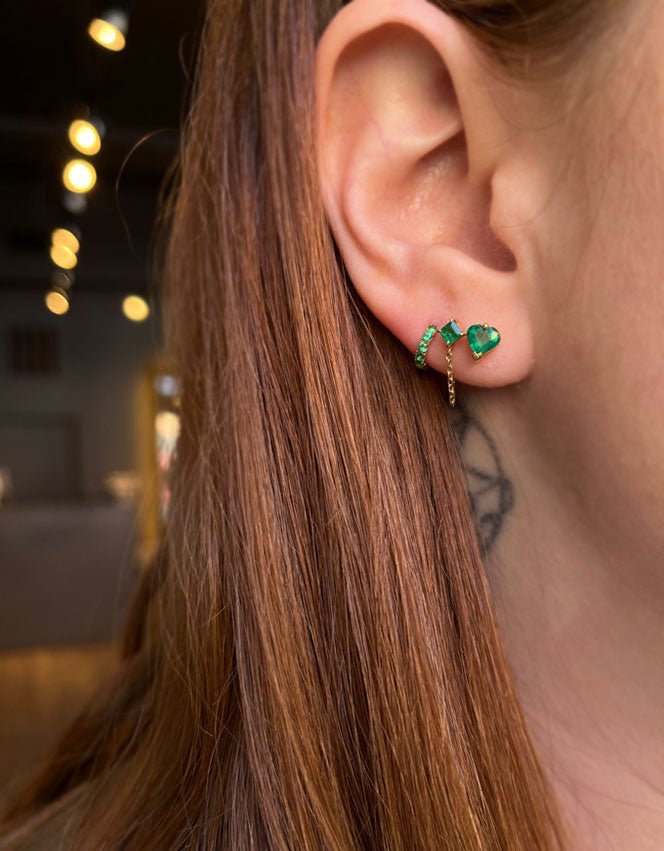 Yi Collection 14k Gold Emerald Huggie Earring